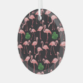 Flamingo Elegance:  Monstera Fusion. Glas Ornament (Voorkant links)