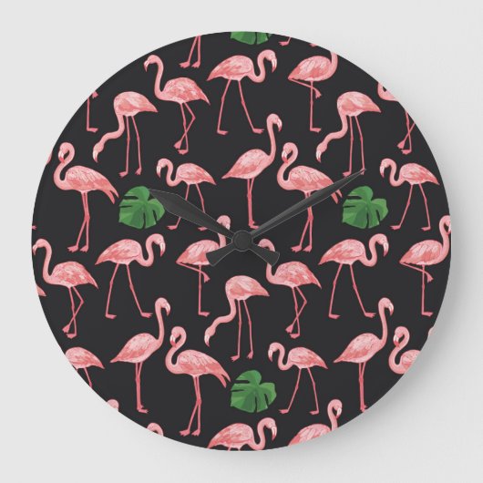 Flamingo Elegance:  Monstera Fusion. Grote Klok (Voorkant)