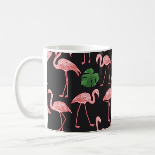 Flamingo Elegance: Monstera Fusion. Koffiemok (Links)