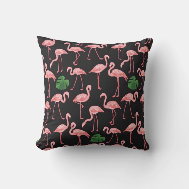 Flamingo Elegance:  Monstera Fusion. Kussen (Voorkant)