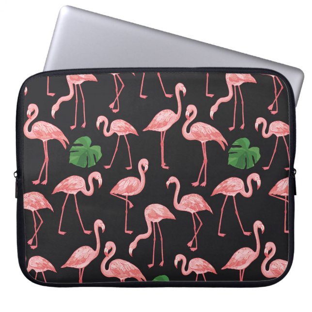 Flamingo Elegance:  Monstera Fusion. Laptop Sleeve (Voorkant)