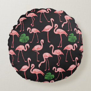 Flamingo Elegance: Monstera Fusion. Rond Kussen
