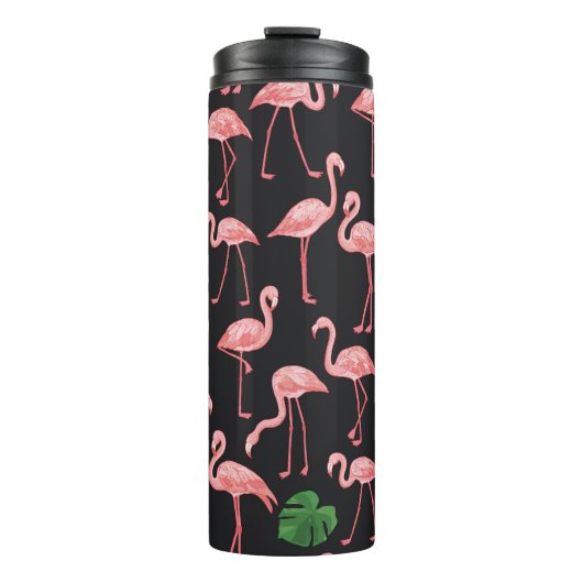 Flamingo Elegance: Monstera Fusion. Thermosbeker (Voorkant)