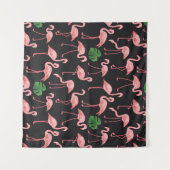 Flamingo Elegance: Monstera Fusion. Wandkleed (Voorkant (horizontaal))