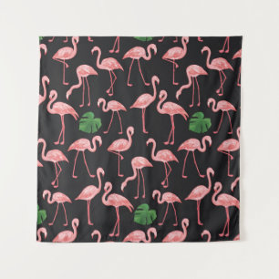 Flamingo Elegance: Monstera Fusion. Wandkleed