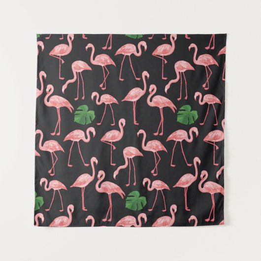 Flamingo Elegance: Monstera Fusion. Wandkleed (Voorkant)