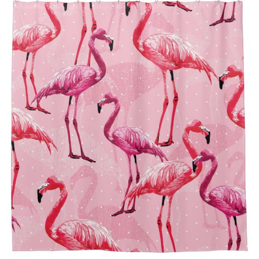Flamingo elegantie: roze vogelpatroon. douchegordijn (Voorkant)
