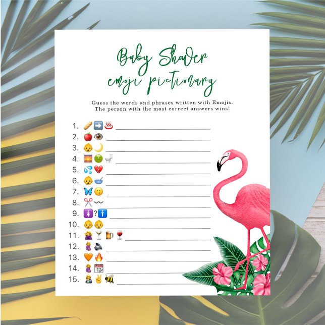 Flamingo - Emoji afbeelding spel baby shower (Creator heeft geüpload)