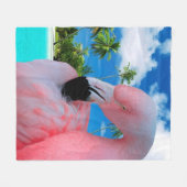 Flamingo en Beach Fleece Deken (Voorkant (Horizontaal))