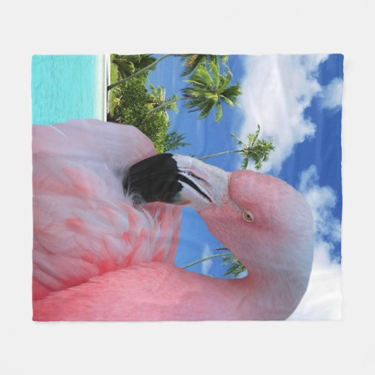Flamingo en Beach Fleece Deken (Voorkant (Horizontaal))