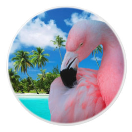 Flamingo en Beach Keramische Knop