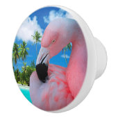 Flamingo en Beach Keramische Knop (Rechts)