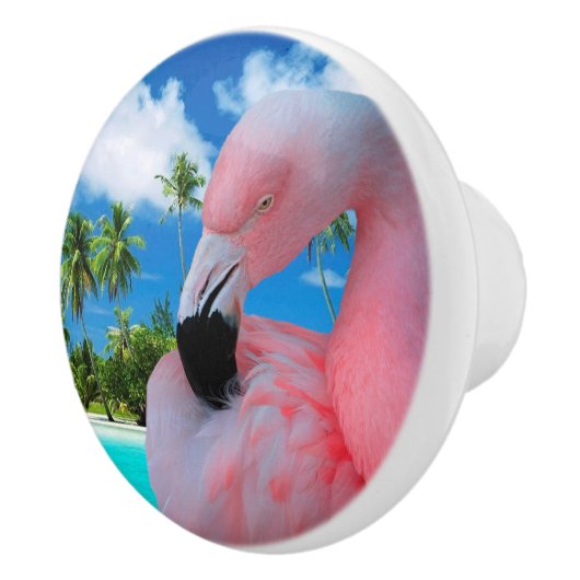 Flamingo en Beach Keramische Knop (Rechts)