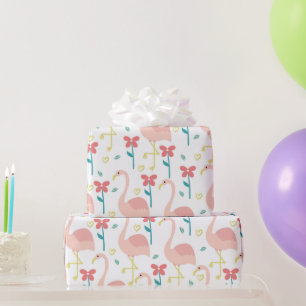 Flamingo en bloem cadeaupapier