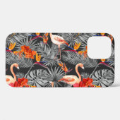 Flamingo en bloemen, monochroom patroon. Case-Mate iPhone case (Achterkant (horizontaal))