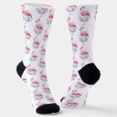 Flamingo en Bloemen Patroon Sokken (Gebogen)