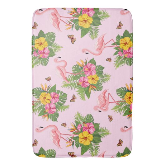 Flamingo en Butterflies 1 Badmat (Voorkant Verticaal)