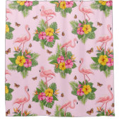 Flamingo en Butterflies 1 Douchegordijn (Voorkant)