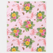 Flamingo en Butterflies 1 Fleece Deken (Voorkant)