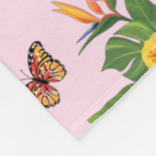 Flamingo en Butterflies 1 Fleece Deken (Hoek)