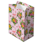 Flamingo en Butterflies 1 Medium Cadeauzakje (Voorkant Gekanteld)