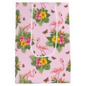 Flamingo en Butterflies 1 Medium Cadeauzakje (Achterkant)