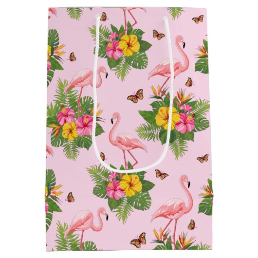 Flamingo en Butterflies 1 Medium Cadeauzakje (Achterkant)
