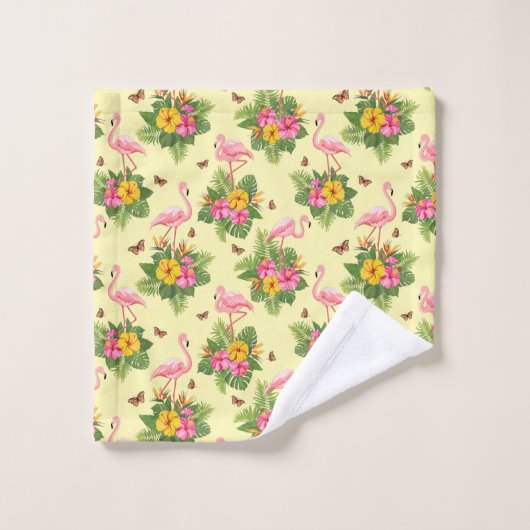 Flamingo en Butterflies 2 Bad Handdoek (Wasdoekje)