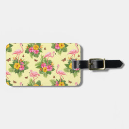 Flamingo en Butterflies 2 Bagagelabel