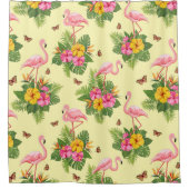 Flamingo en Butterflies 2 Douchegordijn (Voorkant)