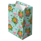 Flamingo en Butterflies 2 Medium Cadeauzakje (Voorkant Gekanteld)