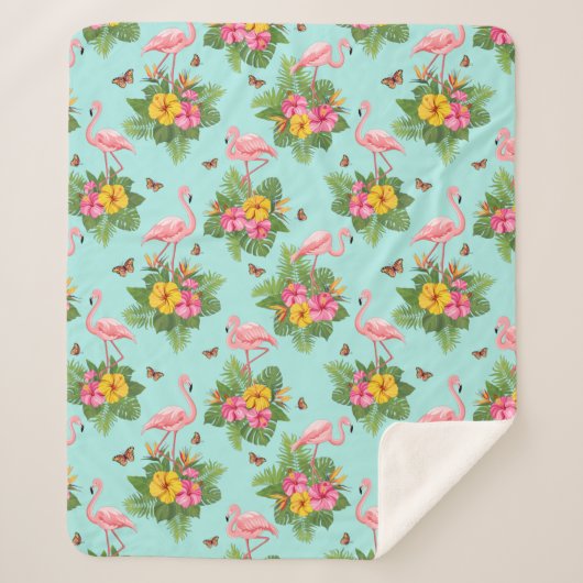 Flamingo en Butterflies 2 Sherpa Deken (Voorkant)