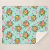 Flamingo en Butterflies 2 Sherpa Deken (Voorkant (horizontaal))