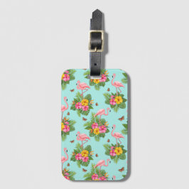 Flamingo en Butterflies 3 Bagagelabel