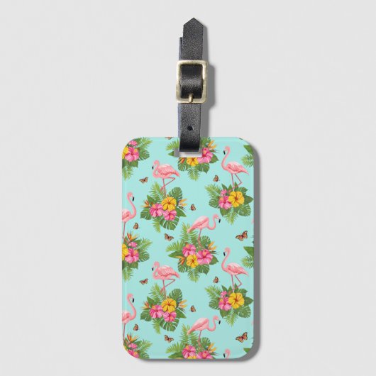 Flamingo en Butterflies 3 Bagagelabel (Voorkant (verticaal))