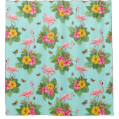 Flamingo en Butterflies 3 Douchegordijn (Voorkant)