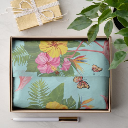 Flamingo en Butterflies 3 Tissuepapier (Geschenk)