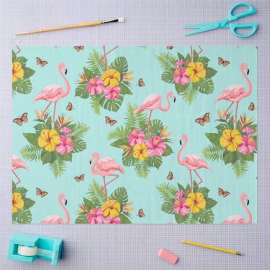 Flamingo en Butterflies 3 Tissuepapier (Craft)