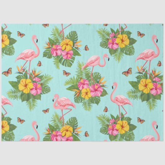 Flamingo en Butterflies 3 Tissuepapier (Voorkant)