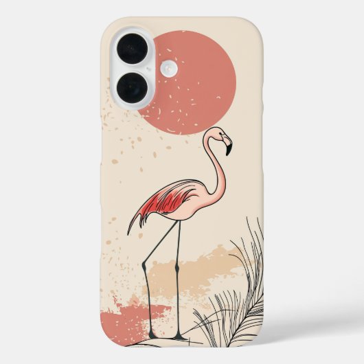 Flamingo en de rode zon Case-Mate iPhone case (Achterkant)
