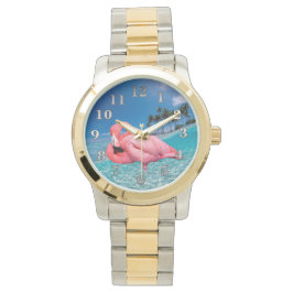 Flamingo en handpalmen horloge