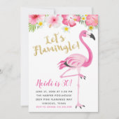Flamingo en Hibiscus verjaardagsfeest Kaart (Voorkant)