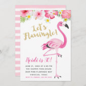 Flamingo en Hibiscus verjaardagsfeest Kaart (Voorkant / Achterkant)