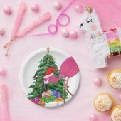 Flamingo en kerstboom papieren bordje (Feest)