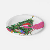 Flamingo en kerstboom papieren bordje (Gekanteld)