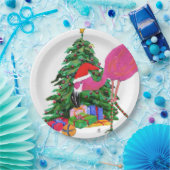 Flamingo en kerstboom papieren bordje (Feest)