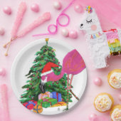 Flamingo en kerstboom papieren bordje (Feest)