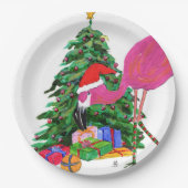 Flamingo en kerstboom papieren bordje (Voorkant)