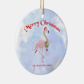 Flamingo en kleurrijke kerstballen keramisch ornament (Rechts)