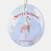 Flamingo en kleurrijke kerstballen keramisch ornament (Links)